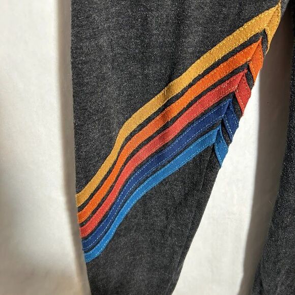 Aviator Nation Sweatpants Joggers M Gray Rainbow Stripe Mountain Pockets - Picture 5 of 13